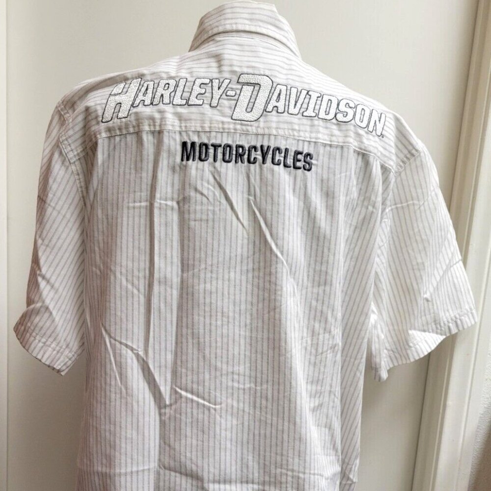 Harley Davidson Motorcycles Size Large Button Down Shop Embroidered Shirt